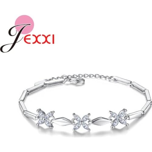 Top Selling Flower Shape Crystal Stone S925 Sterling Silver Cubic Zirconia Bracelet for Lovely Femme Anniversary Jewelry