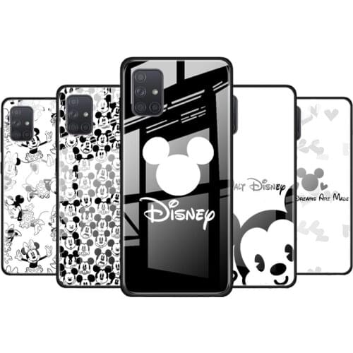 Mickey black and white for Samsung Galaxy S21 Ultra A71 A51 4G 5G A91 A81 A41 A31 A21 A11 A01 Tempered Glass Phone Case