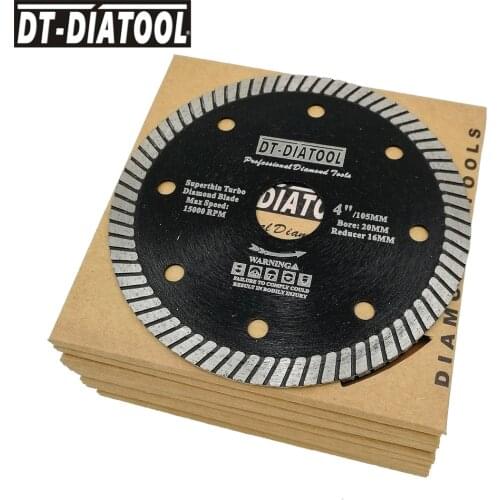 DT-DIATOOL 10pcs/pk Diamond Super Thin Saw Blades Dry or Wet Cutting Disc For Ceramic Tile Granite bore 20mm Dia 105mm