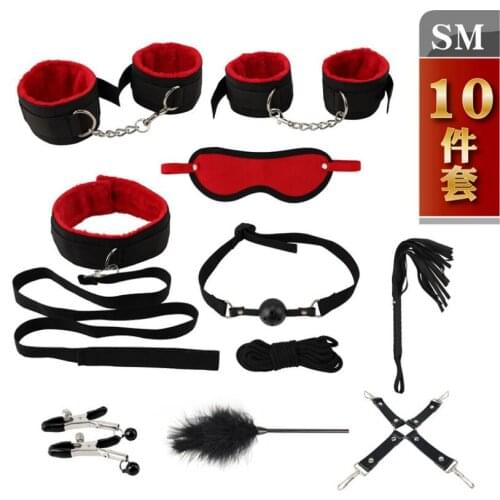 Erotic Sex Toys For Adult Game Leather Erotic BDSM Sex Kits Bondage Handcuffs Sex Game Whip Gag Nipple Clamps SM Bdsm Toys S0848