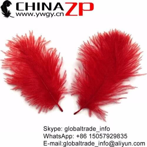 CHINAZP Factory 15-20cm(6-8inch) 100pcs/lot Good Quality Dyed Red DIY Ostrich Plumes Feather