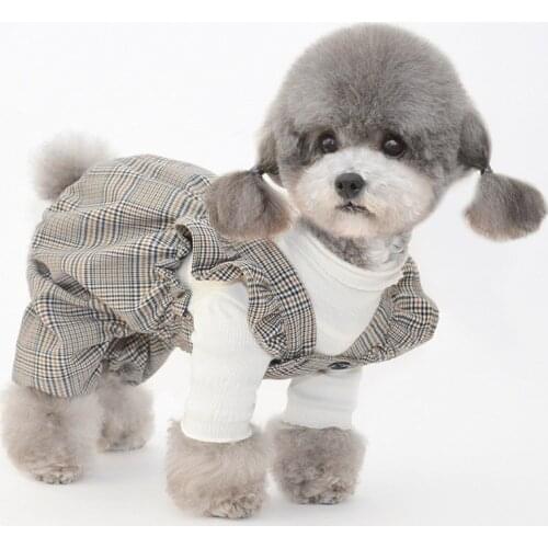 Pet Dog Overalls Sling Jumpsuit For Puppy Dog Clothes Cute Lattice Pumpkin Pants Outfits Outerwears Dog Clothing Chihuahua Teddy