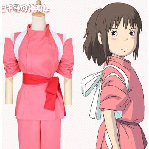 SATCOPY Anime Movie Spirited Away Chihiro Cosplay Costumes Girls Cute Pink Kimono Halloween partyJapenese Style