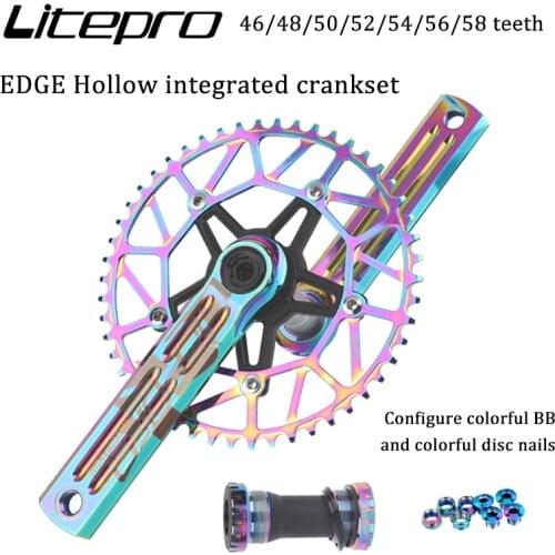 Litepro Edge crankset Single chainring BCD 130mm 8/9/10/11s speed road folding bike bicycle 50/52/54/56/58T