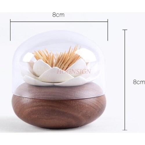 Lotus Toothpick Personality Solid Wood Toothpick Barrel High-end Portable Home Living Room Restaurant Toothpick Jar Sale