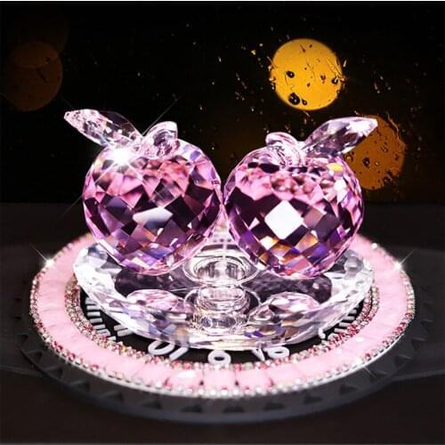 Best gift Car perfume seat creative crystal apple car home interior ornament decoration car perfume seat holder