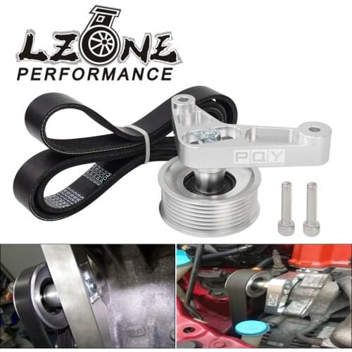 LZONE - Adjustable EP3 Pulley Kit For Honda 8th 9th Civic All K20 & K24 Engines with Auto Tensioner Keep A/C Installed JR-CPY01