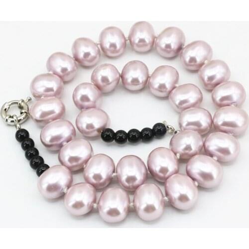 Statement Women Purple Natural Shell Irregular Beads Necklace 12-15mm Elegant Strand Chain Chokers Diy Jewelry 18inch B3401