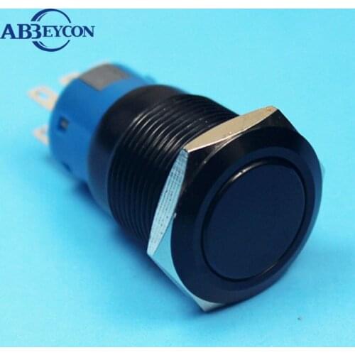19132 19mm latching non-illuminated flat head 2NO2NC metal button black switch
