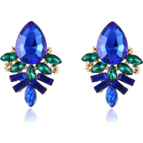 Fashion New Hot Selling Earrings Simple Retro Blue Green Inlaid Halo Temperament Earring Earring Girlfriend Gift