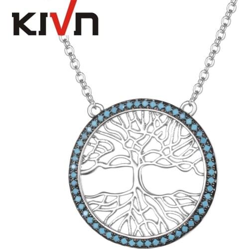 KIVN Fashion Jewelry Life Tree Pave CZ Cubic Zirconia Womens Girls Wedding Bridal Necklaces Birthday Gifts 6pcs Lot Wholesale
