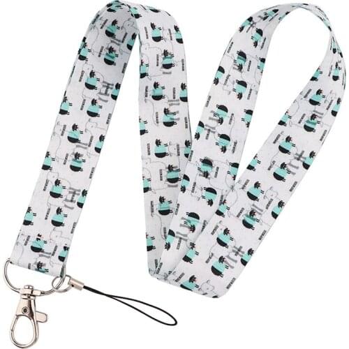 Cartoon Lovely Sheep Lanyard Keys Phone Holder Funny Neck Strap With Keyring ID Card DIY Animal webbings ribbons Hang Rope