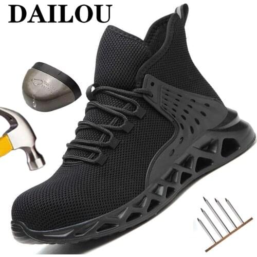 Mens Safety Shoes Steel Toe Work Boots Male Work Sneakers Puncture-Proof Safety Boots Mens Boots Indestructible Ryder Shoes