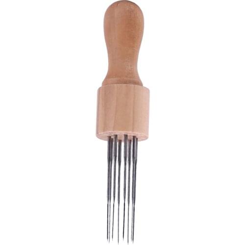 DIY Felting Needle Wood Handle Holder with 8 Needles Mixed Sizes Handmade Wool Felt Weaving Stitch Tool Set