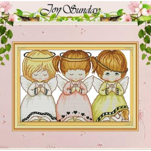 Three Little Angels Patterns Counted 11CT 14CT Cross Stitch Sets DIY Chinese Cross-stitch Kits Embroidery Needlework Home Decor