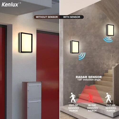 Outdoor Radar Sensor LED Wall Light Plastic Outdoor Lighting For Porch Garden Courtyard Patio Wall Lamp AC85-265V 20W