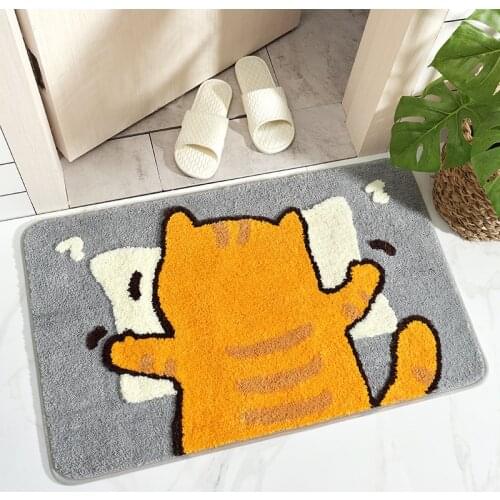 New Cartoon Microfiber Bath Mat Home Entrance Doormat Non-slip Absorbent Bathroom Foot Mat Thickened Super Soft Bathroom Carpet