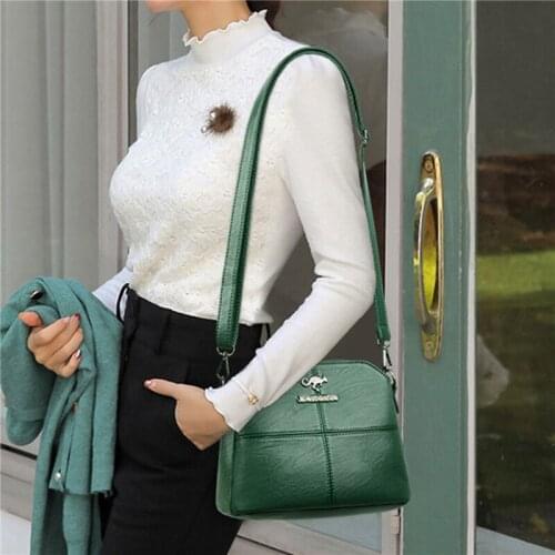 New Ladies Shoulder Bag Large Capacity Messenger Bag Casual Solid Color PU Leather Messenger Bag For Female