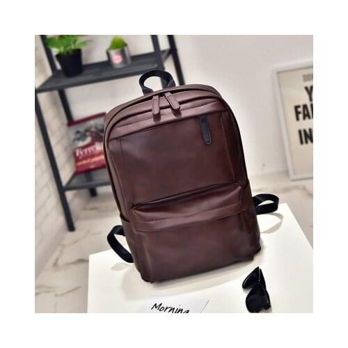 2021 New Large Capacity Mens Retro Casual Backpack Business Laptop Backpack Student Schoolbag PU Leather Travel Backpack