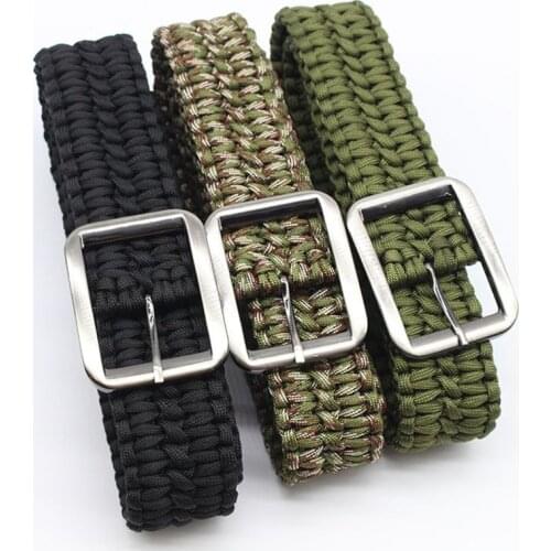 Outdoor Survival Paracord Belt 550 Paracord Belt 1.2m Utility Belt Milspec Cord Solid with Steel Buckle camping hiking clmbing