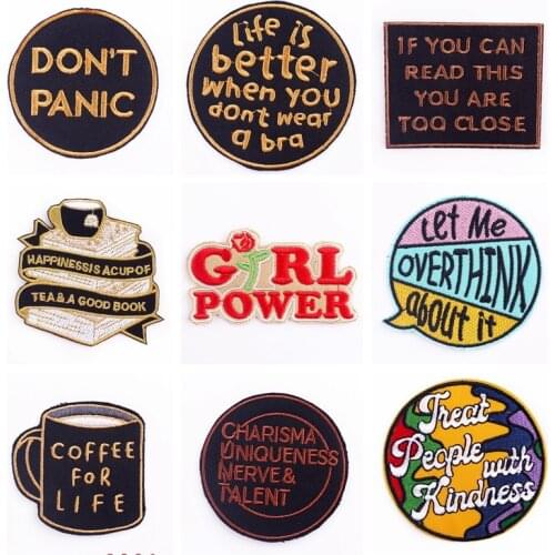 Girl Power Patches Iron On Patches For Clothing Stickers Letters Coffee Appliques Women Thermo-Sensitive Badges On Dress DIY
