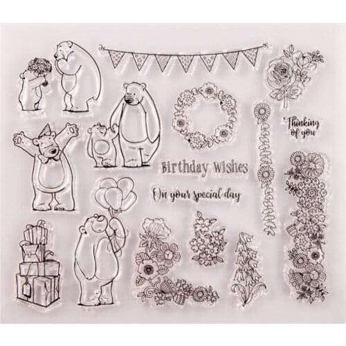 Bear Mothers Day Transparent Clear Silicone Stamp Seal DIY Scrapbook Rubber Stamping Coloring Embossing Diary Decor Reusable