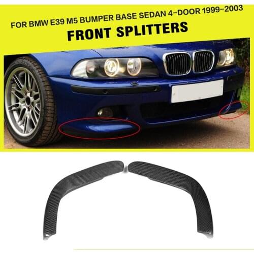 Carbon Fiber Front Bumper Lip Splitters Aprons Cupwings Winglets for BMW E39 M5 Bumper Base Sedan 4-Door 1999 - 2003 2PCS/Set