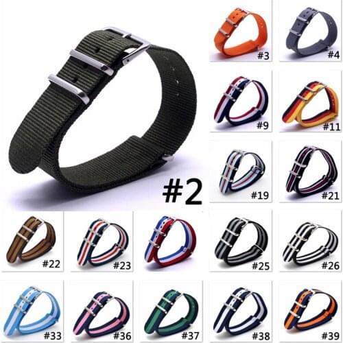 1pcs Nato Strap Fabric Watch band 20mm Stainless Buckle Multi Color Pin Nylon watch straps Watch Bracelet