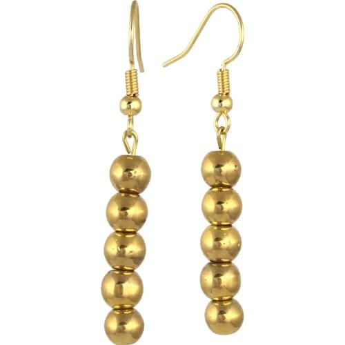 Earring Dangle and Drop 24k gold-painted glass beaded handmade woman fashion jewelry made in Turkey