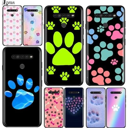 Dog foot Paw for LG G8 G8S G8X V30 V35 V40 V50 V60 ThinQ Q60 K40 K50 K51 K61 K71 K92 K62 Soft Black Phone Case