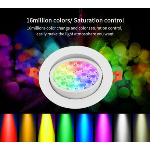 Miboxer 9W RGB+CCT LED Ceiling Spotlight Dimmable FUT062 AC110V 220V Smart Downlight angle Adjustable 2.4G Remote APP Control