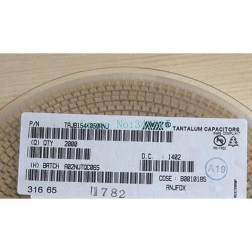 TAJB154K050RNJ CAP TANT 0.15UF 50V 10% 1210 Tantalum Capacitors Size B 50pcs