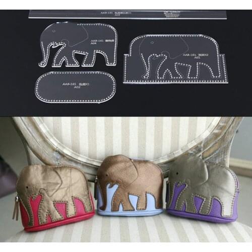 1set Cartoon DIY Leather Handmade Craft women handbag wallet Purse Sewing Pattern Hard Kraft paper Stencil Template