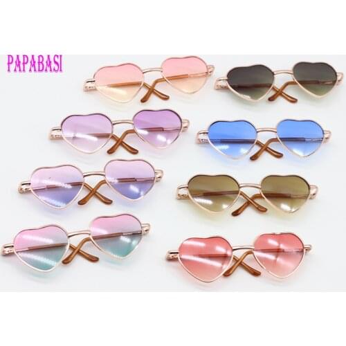 10CM New fashion heart-shaped reflective color metallic glasses18inch Girls 43cm doll Baby Dolls toy