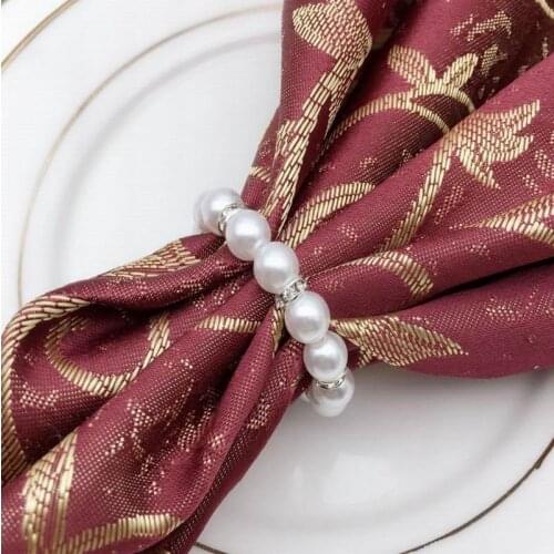 500PCS/Lot White Pearls Napkin Rings Wedding Napkin Buckle For Reception Party Table Decorations Supplies