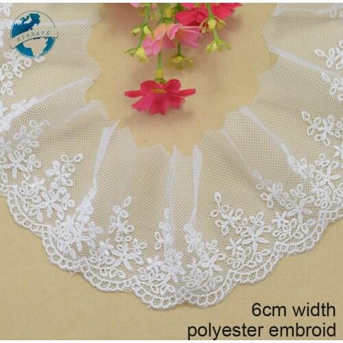 6cm white lace polyester embroidery lace french lace ribbon fabric guipure diy trims warp knitting sewing Accessories#3693