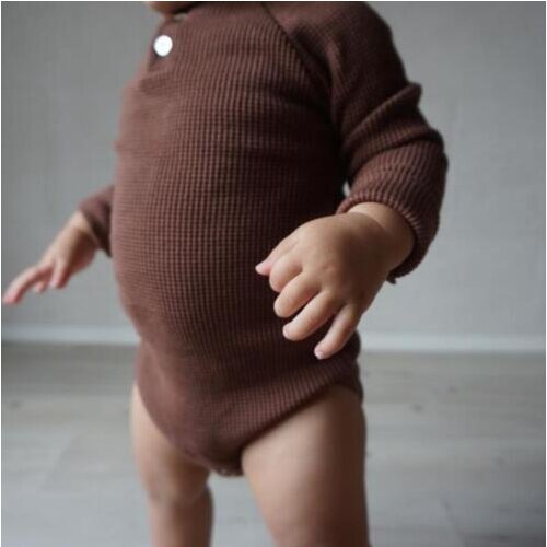 8473 2021 Ins Japanese And Korean Autumn Baby Cotton Knitted Waffle One Piece Long Sleeve Romper Climbing Suit