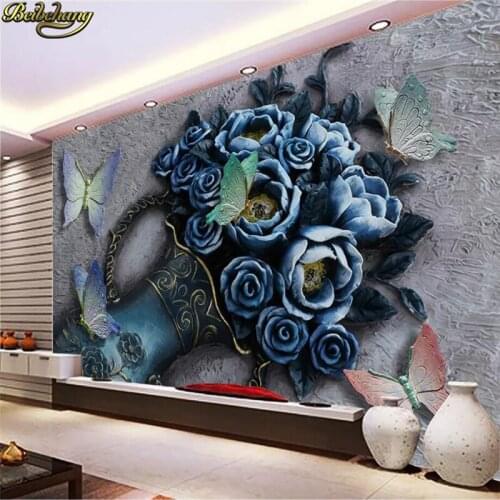 Beibehang custom Embossed floral butterfly Wallpaper For Living Room Bedroom 3D Mural Wall paper roll Decor Modern Wall Covering