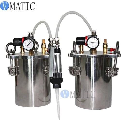 Free Shipping VMATIC Manual Dual Liquid Glue Dispensing Valve Gun With Stainless Steel Air Pressure Tank