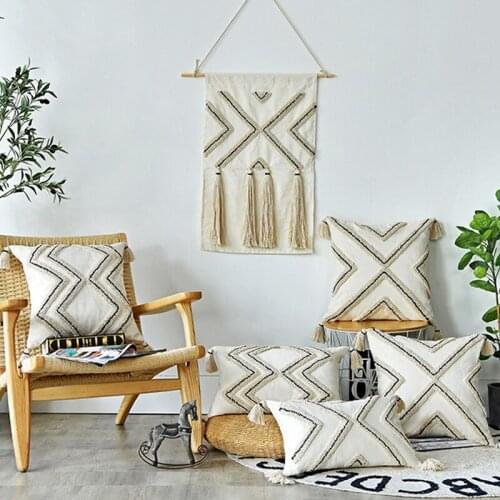 Bohemian Tufted Cushion Cover 45X45/30X50Cm Geometric Pillow Cover With Tassels Modern Pillow Case for Sofa Decor Pillowcase