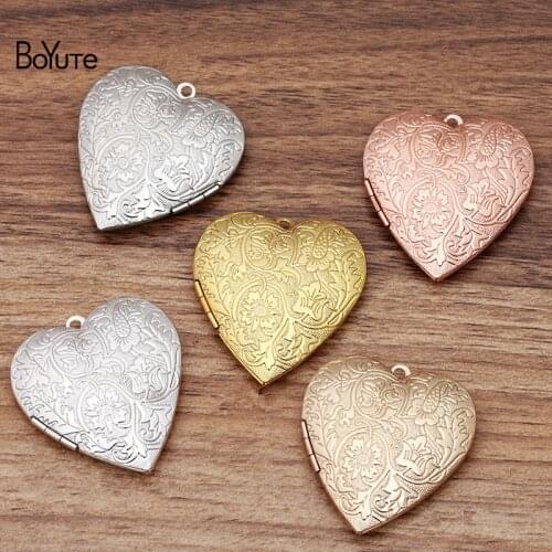 BoYuTe (4 Pieces/Lot) 40*9MM Metal Brass Heart Locket Pendant Floating Photo Locket Pendant Factory Direct Wholesale
