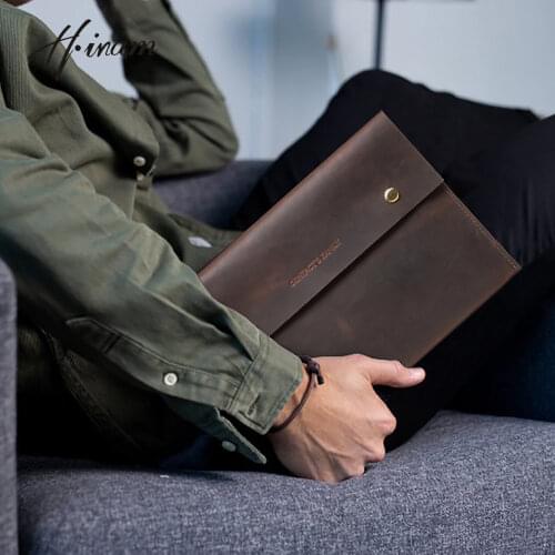 Contacts Genuine crazy horse leather vintage luxury ipad cases for ipad 10.5 inch retro casual iPad Sleeve Pouch Tablets case