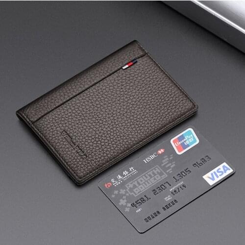 Leather ultra thin card bag mens credit card cover Mini zero wallet bank card cover