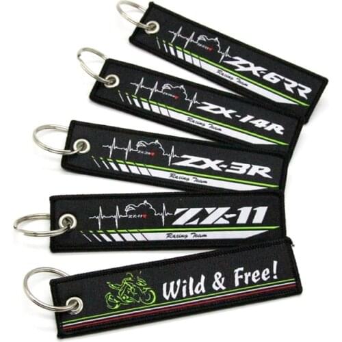 For Kawasaki ZX11 ZX-3R ZX14R ZX-6RR New 2019 Motorcycle Key Chain Woven Key Ring Tag Label Chain Black Car Keychain
