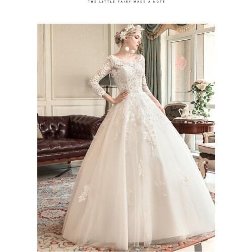 Elegant Wedding Dresses 2020 Button Back Bridal Wedding Gowns Vestido De Casamento Robe De Mariee lace appliques wedding dress