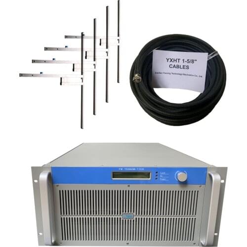 5000W FM Broadcast Transmitter+4-Bay Antenna + 50 Meters Cables with Connector Total 3 Broadcast Equipments with Free Shipping