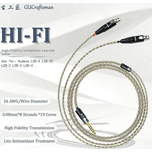 GUcraftsman 6n silver For AUDEZE LCX-X LCD-XC LCD2 LCD3 LCD4 4Pin XLR 2.5mm/4.4mm Balanec Headphone upgrade Cables