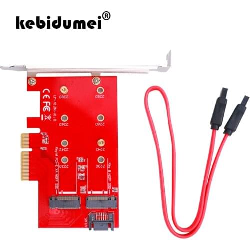 Kebidumei M Key and B Key Dual Interface Card M.2 NVMe SSD NGFF TO PCIE X4 Adapter Support PCI Express 3.0 2230 2242 2260 2280