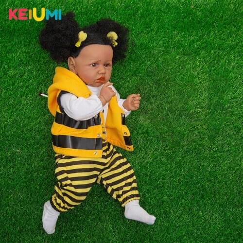 KEIUMI Cloth Body Silicone Reborn Baby Dolls 57 CM Bee Cosplay Newborn Toddler Bath Collection Toys Kid Playmate