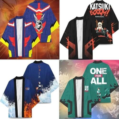 Anime My Hero Academia Kimono Cloak Midoriya Izuku Todoroki Shoto All Might Haori Cardigan Pajamas Bathrobe Haori Shirt